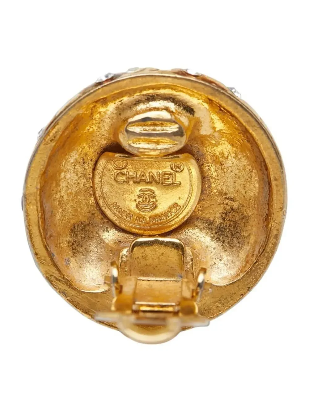 Chanel Earrings Rhinestone Gold-Tone #247018C58B